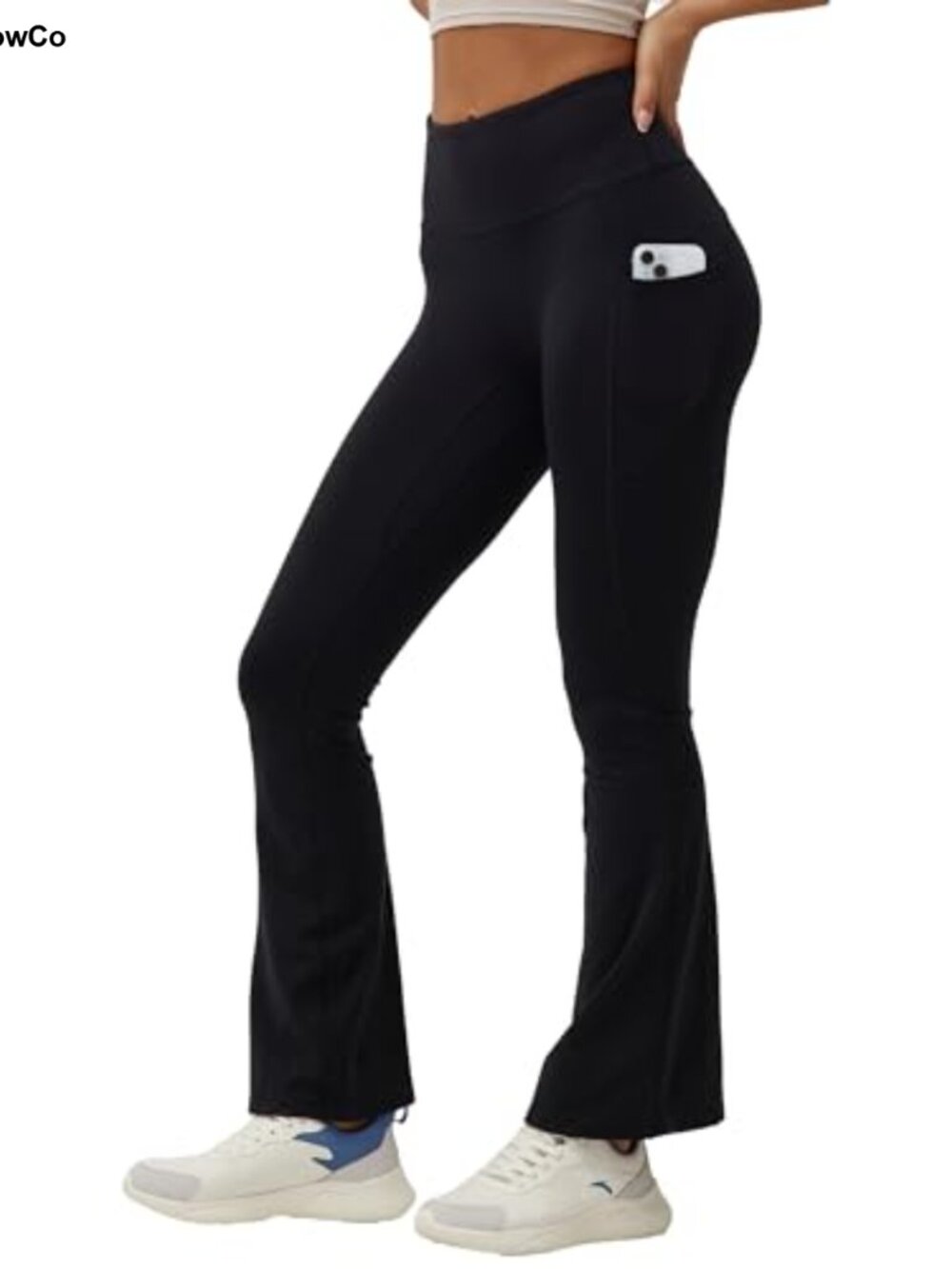 Women 30" Flared Leggings with Pockets High Waisted Wide Leg Yoga Pants